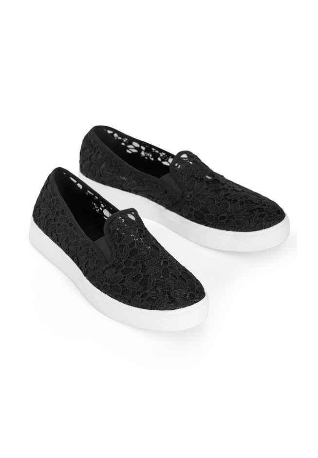 Lacy Slip On, BLACK, alternate image number null