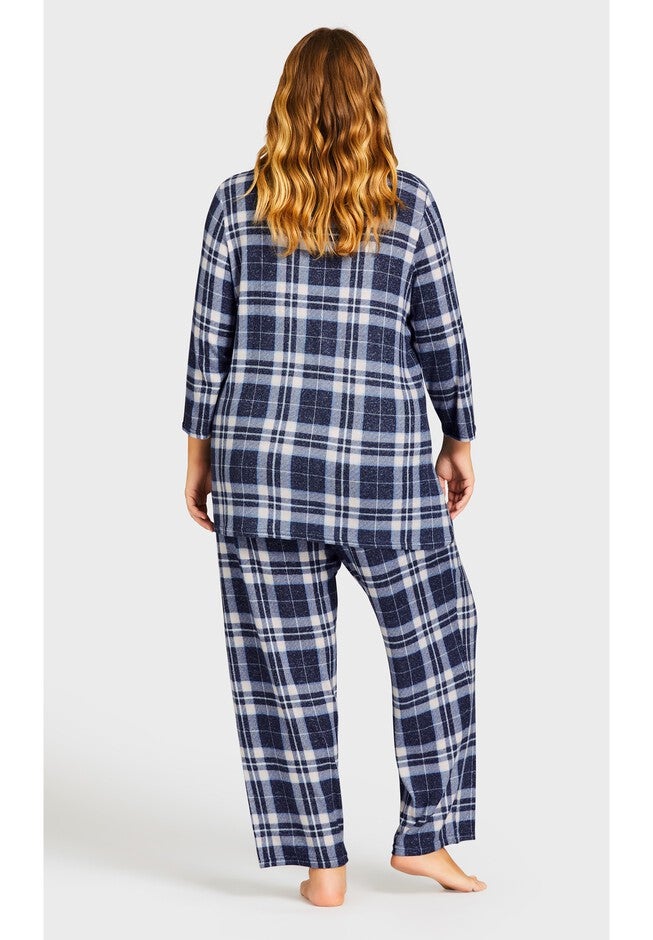 Hacci V Neck Check Top, PINK CHECK, on-hover image number null