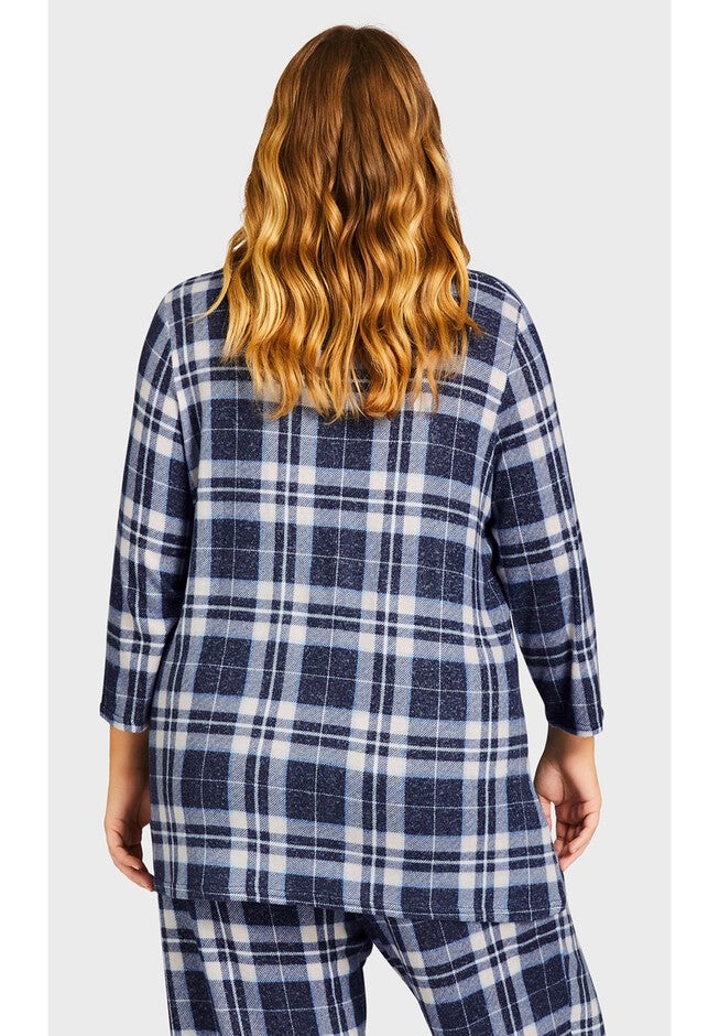 Hacci V Neck Check Top, PINK CHECK, alternate image number null