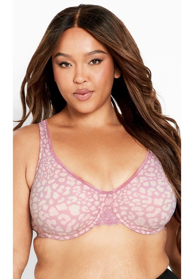 Smooth Caress Print Bra, PINK ANIMAL, hi-res image number 0