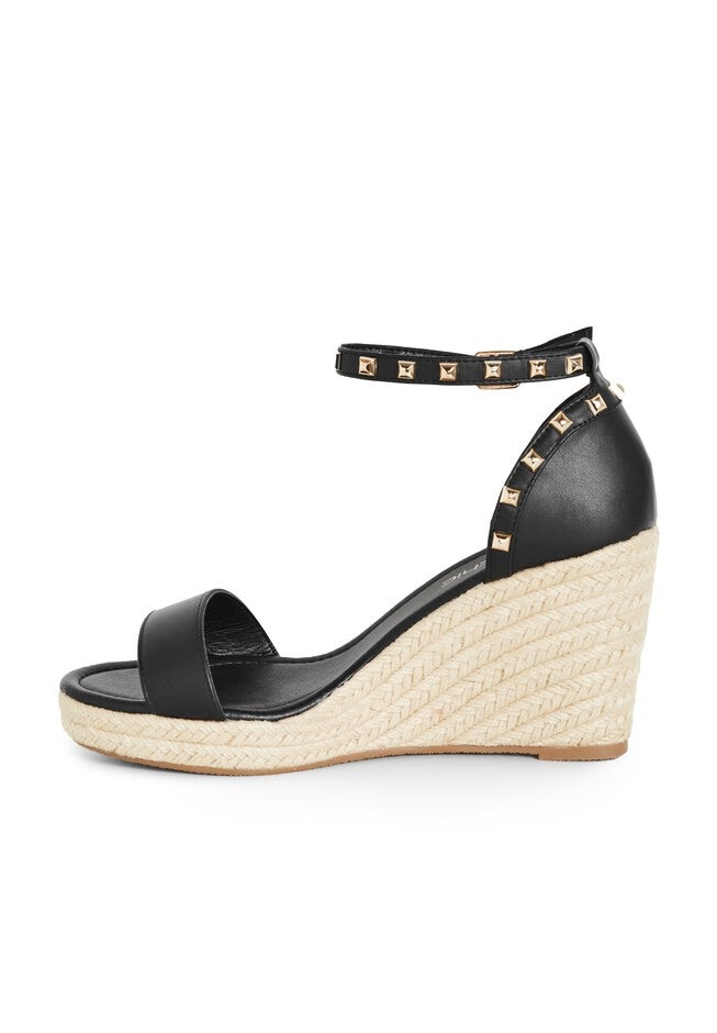 Electric Gold Stud Hardware Wedge - black, BLACK, alternate image number null