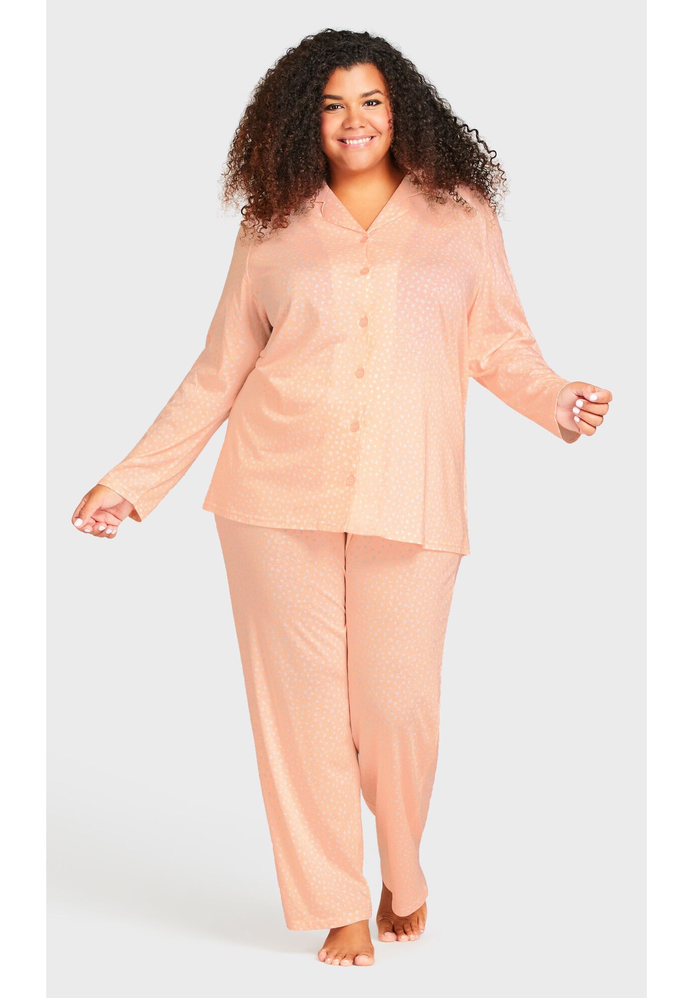 Button Through Sleep Top, PINK SPOT, hi-res image number 0