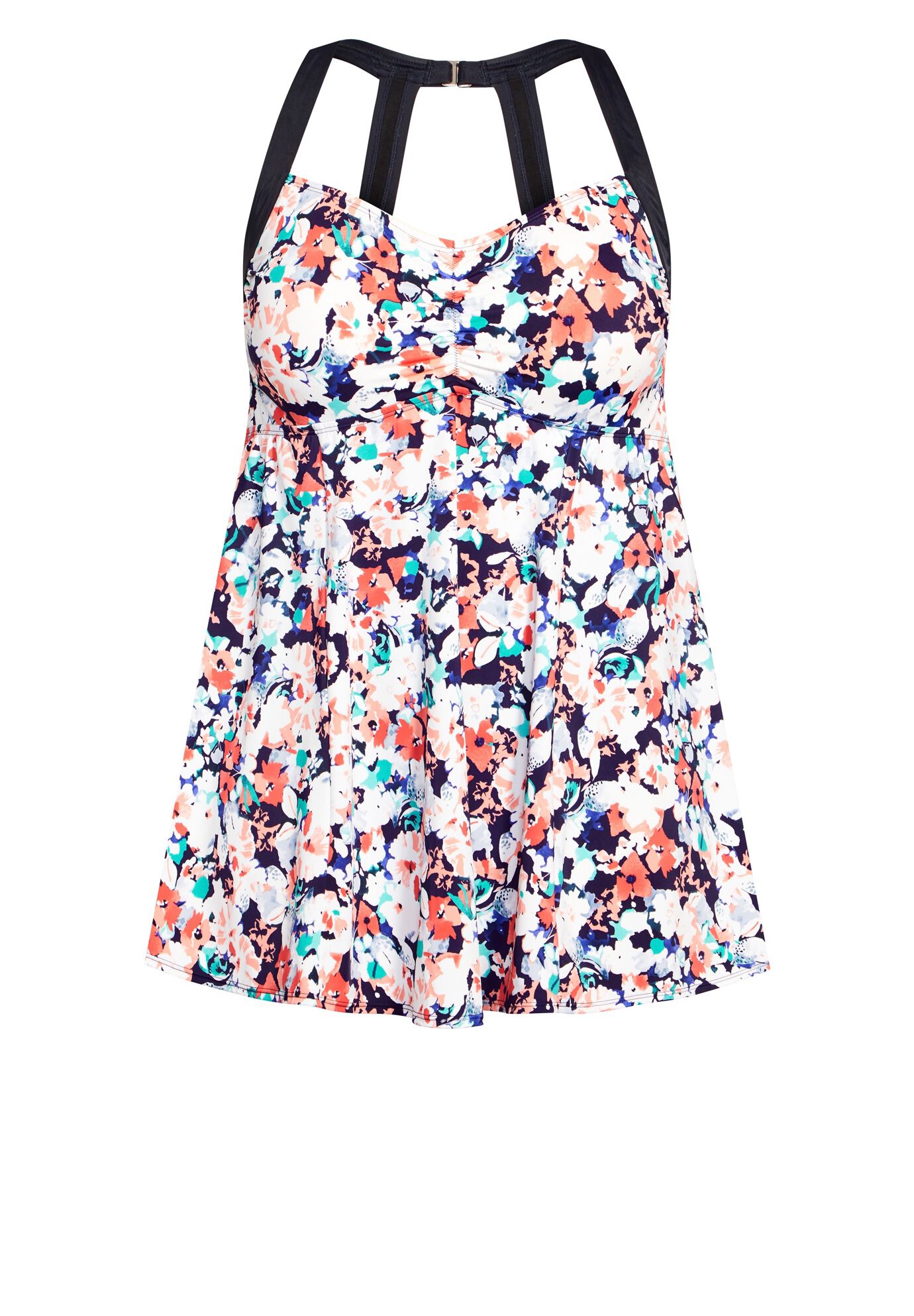 Hi Back Print Swim Dress, MONTAGE FLORAL, alternate image number 2