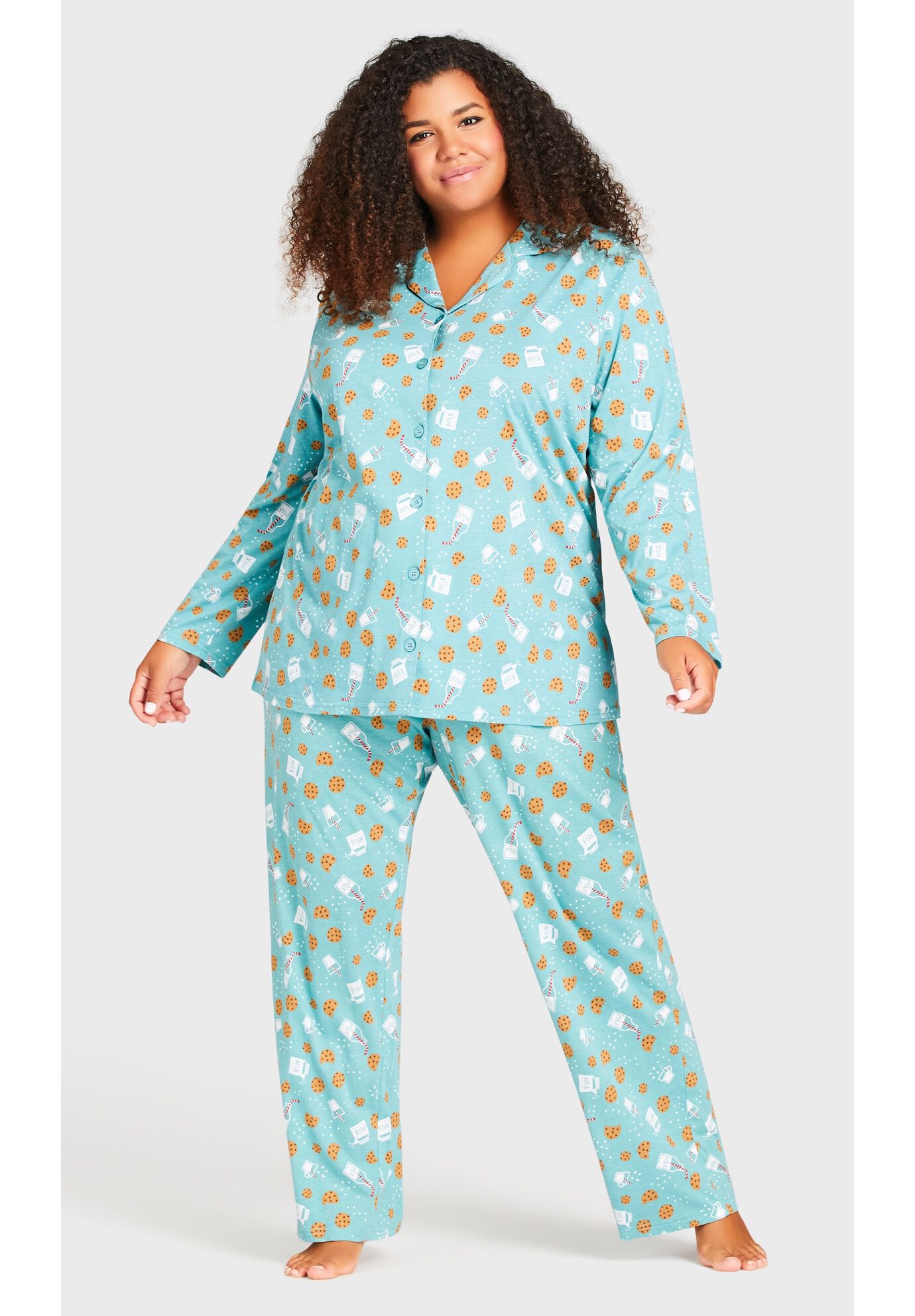 Button Through Sleep Top, COOKIE PRINT, hi-res image number 0