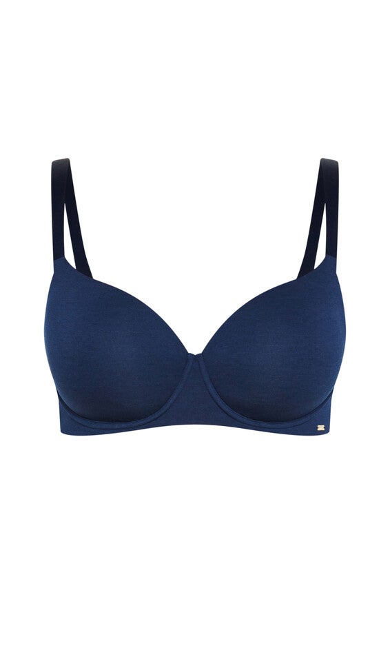 Smooth & Chic Cotton T-shirt Bra - navy, BLUE, alternate image number null