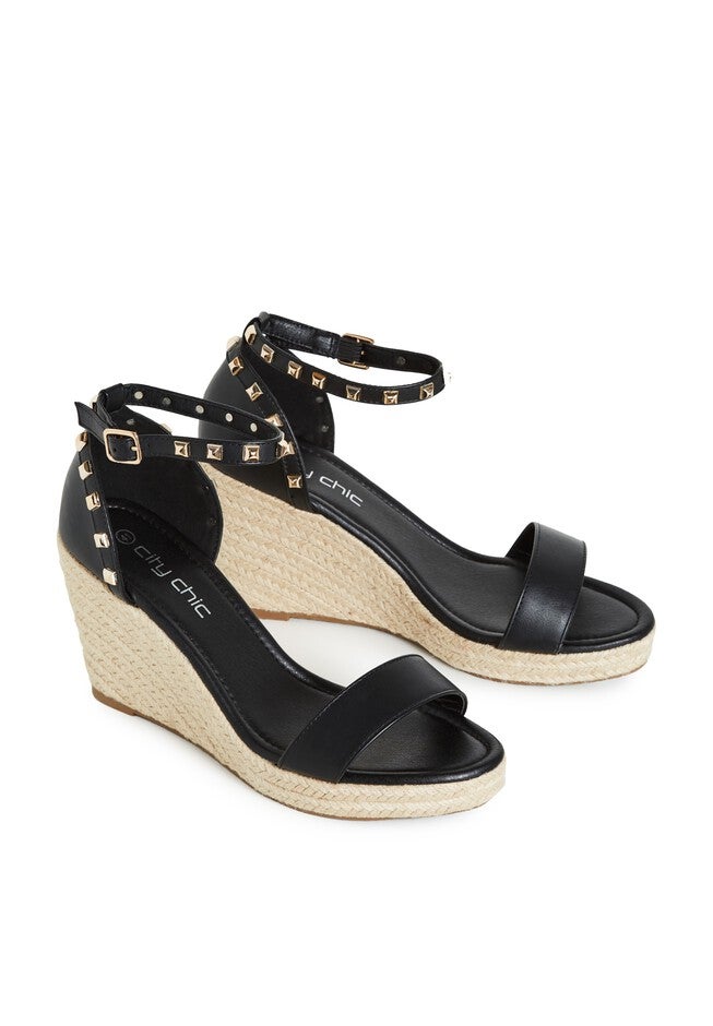 Electric Gold Stud Hardware Wedge - black, BLACK, alternate image number null
