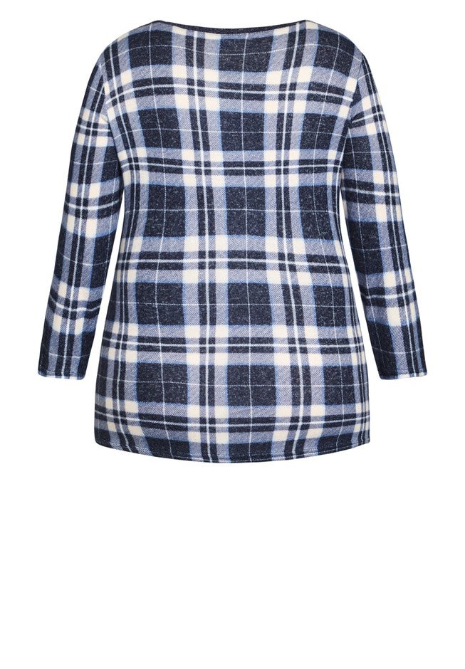 Hacci V Neck Check Top, PINK CHECK, alternate image number null
