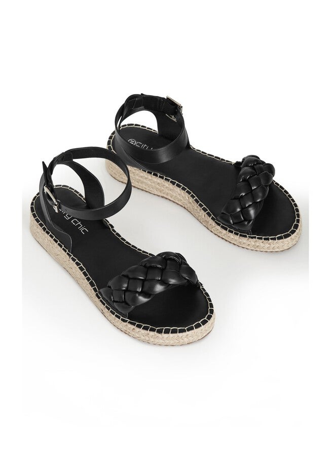 WIDE FIT Plaited Flatform - black, BLACK, alternate image number null