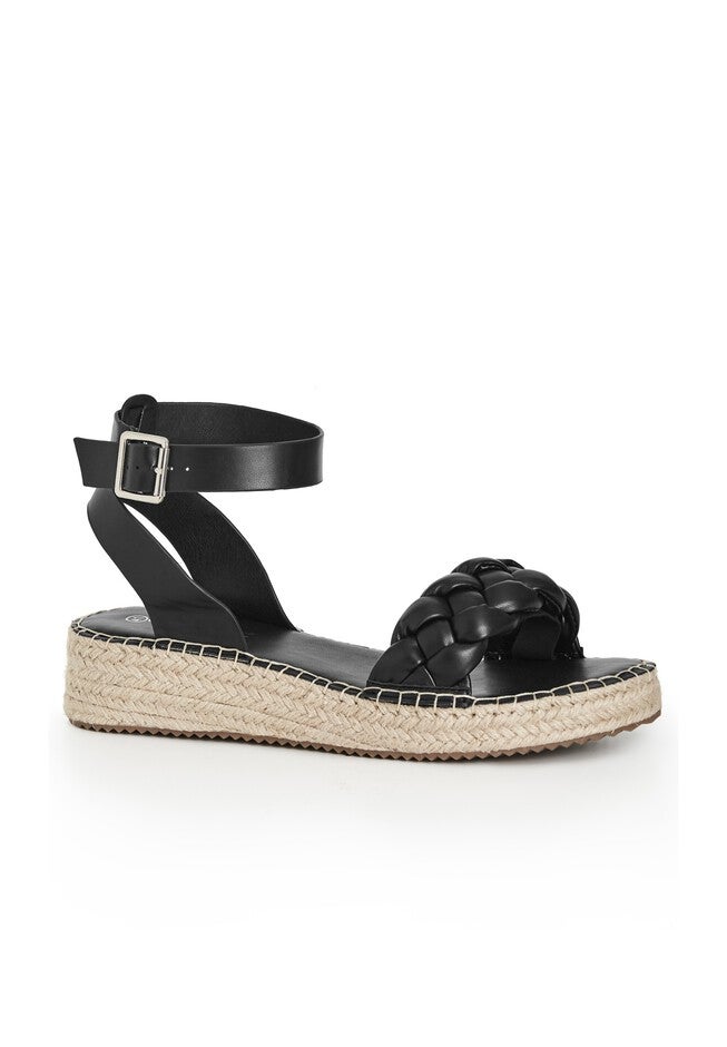 WIDE FIT Plaited Flatform - black, BLACK, hi-res image number null