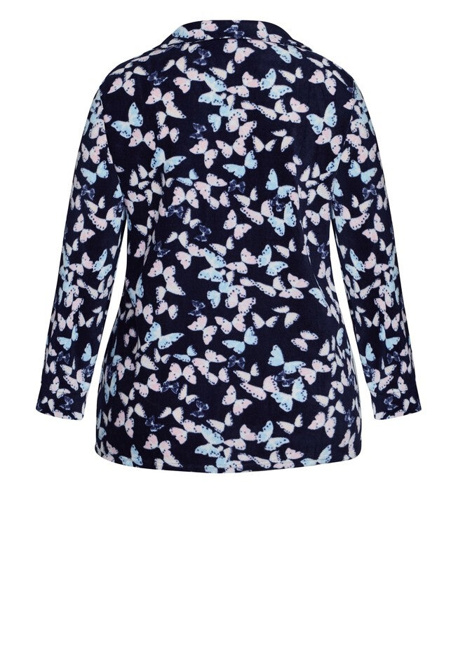 Button Fleece Sleep Top, BUTTERFLY, alternate image number null