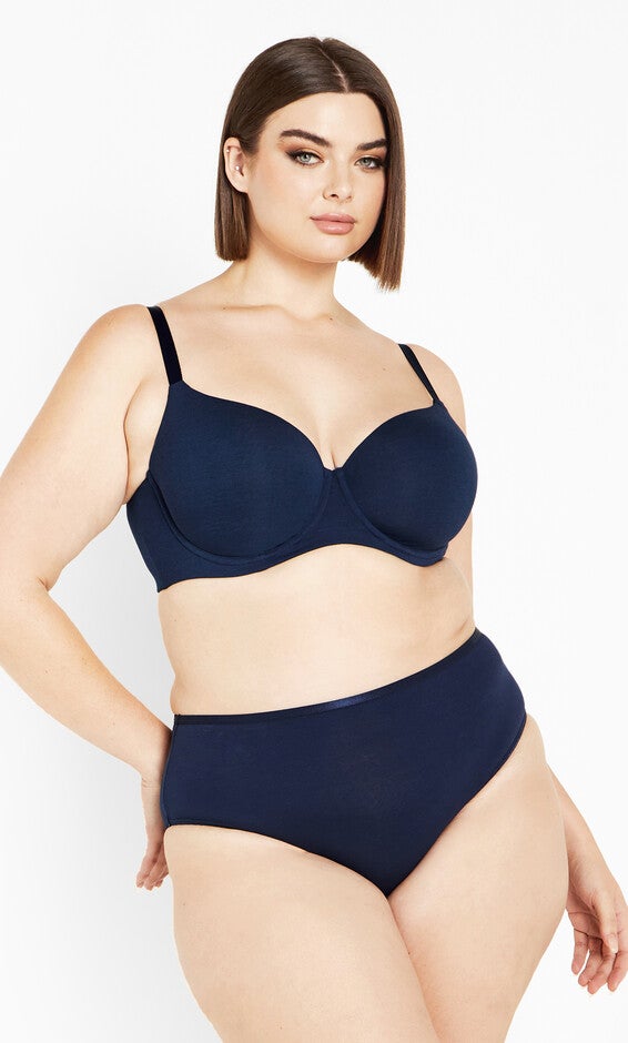 Smooth & Chic Cotton T-shirt Bra - navy, BLUE, hi-res image number null