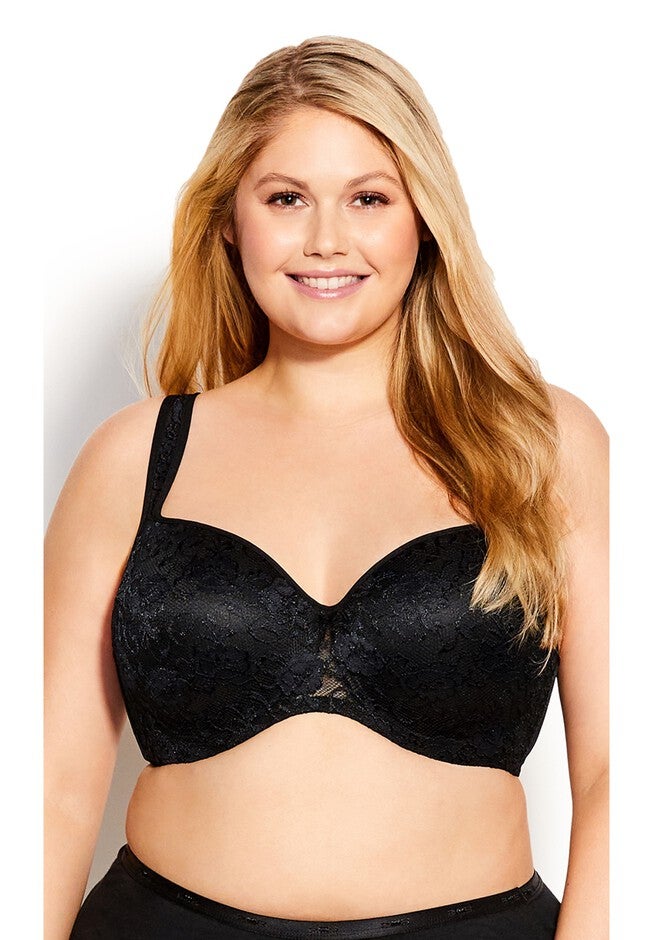 Lace Balconette Bra Contouring Underwire Bra, BLACK, hi-res image number 0