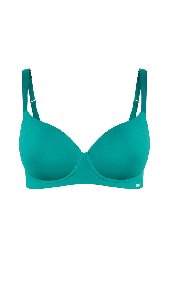 Smooth & Chic Cotton T-Shirt Bra - emerald, EMERALD, alternate image number null