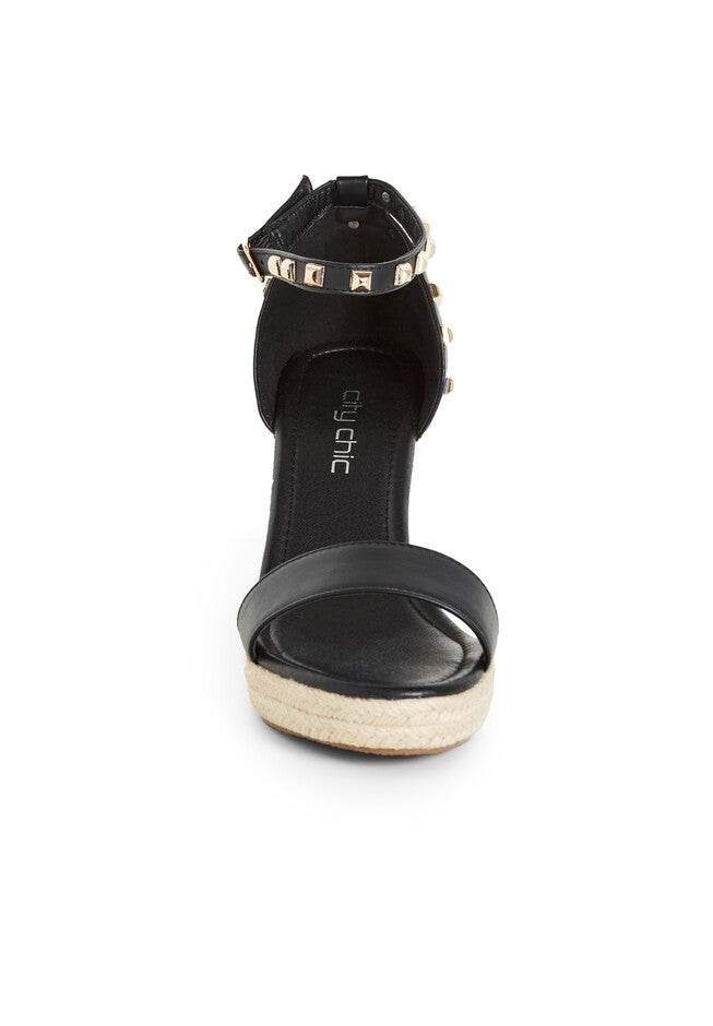 Electric Gold Stud Hardware Wedge - black, BLACK, alternate image number null