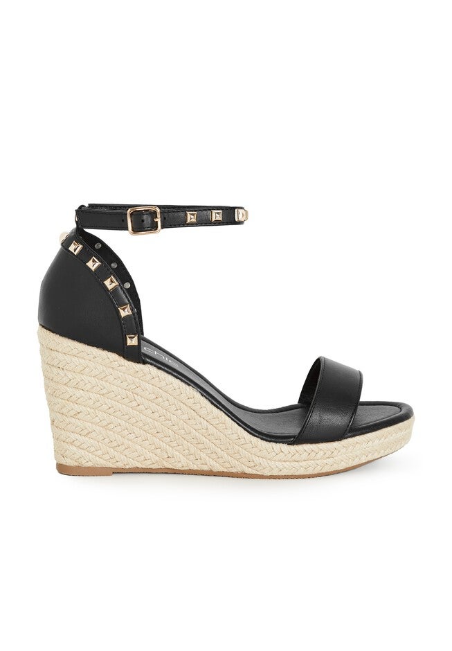 Electric Gold Stud Hardware Wedge - black, BLACK, on-hover image number null