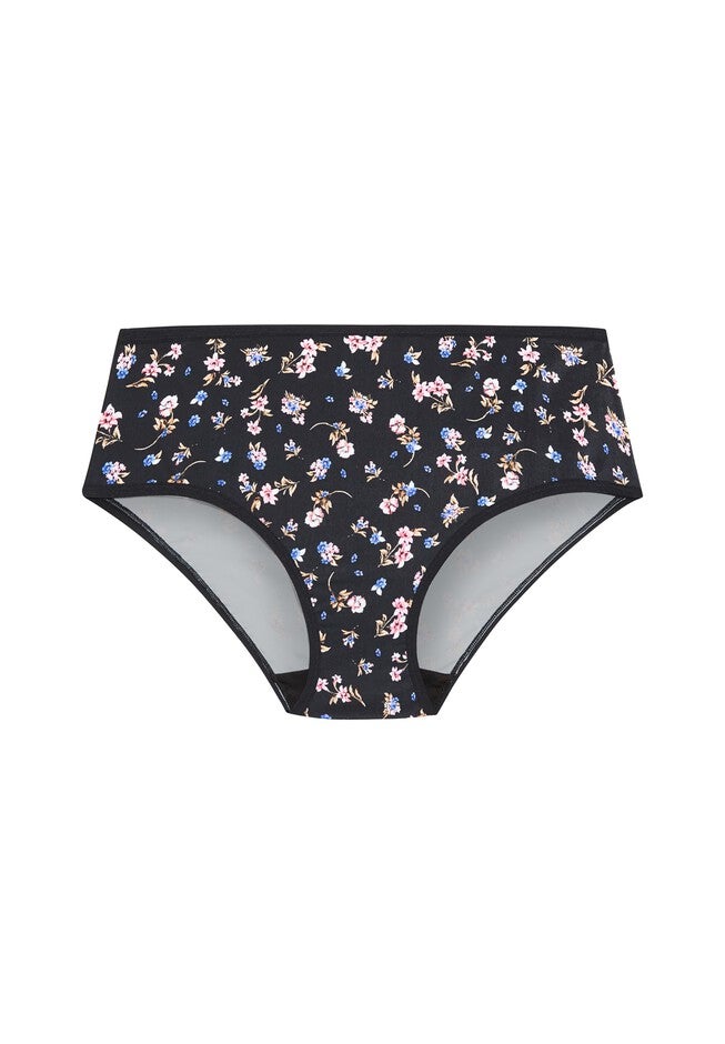 Microfiber Hi Cut Brief, BLACK FLORAL DITSY, alternate image number null
