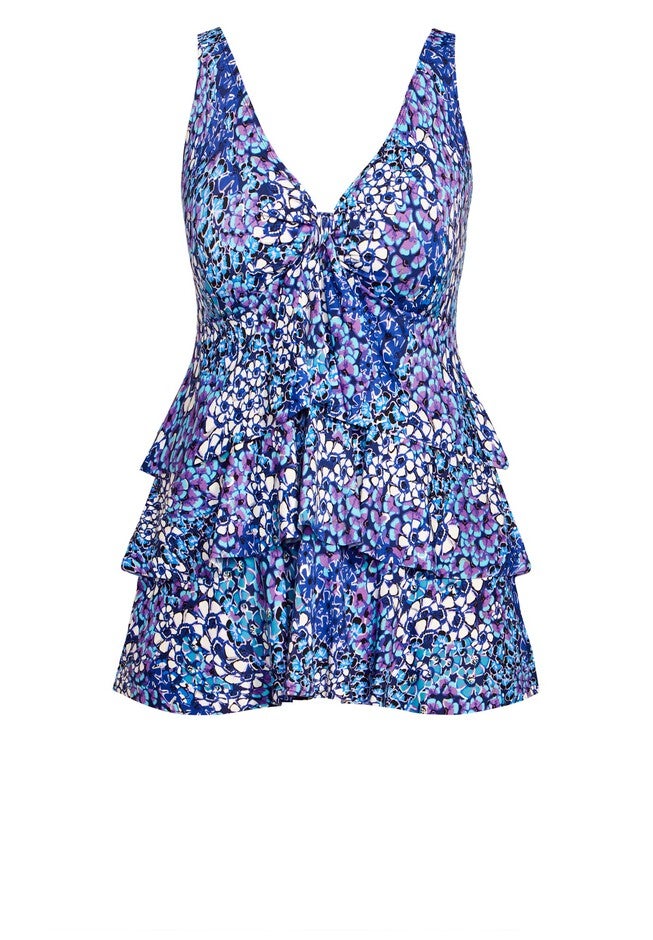 Ruffled Print Tankini Top, LOURDES, alternate image number null