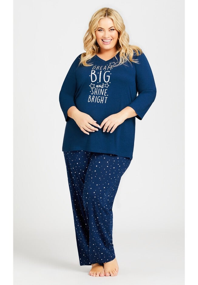 3/4 Sleeve Dream Big Sleep Top, NAVY, alternate image number null