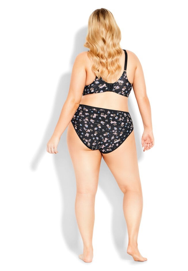 Microfiber Hi Cut Brief, BLACK FLORAL DITSY, on-hover image number null