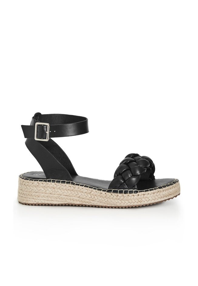 WIDE FIT Plaited Flatform - black, BLACK, on-hover image number null
