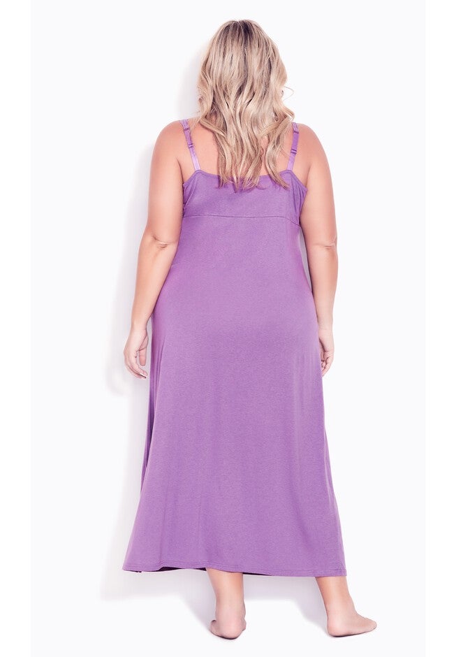 Lace Trim Maxi Sleep Dress, DEWBERRY, on-hover image number null