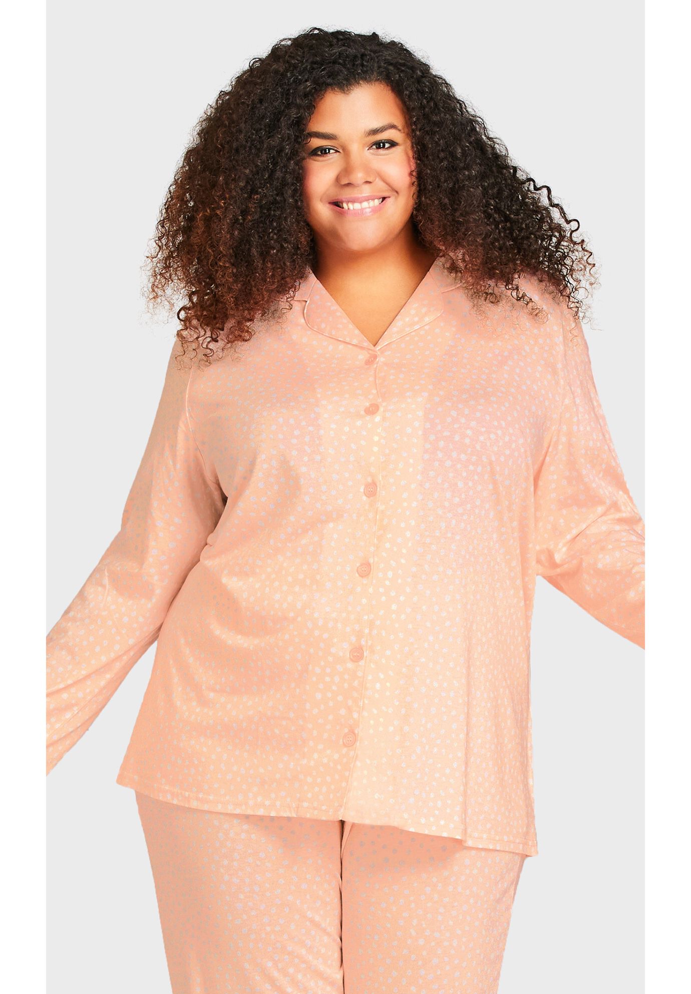 Button Through Sleep Top, PINK SPOT, alternate image number 2