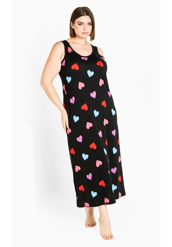 Sleep Heart Maxi Dress, BLACK, hi-res image number null