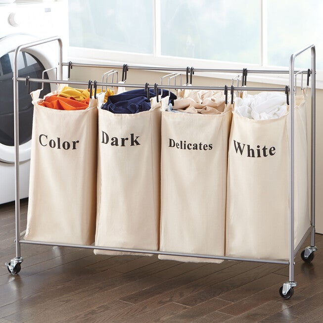 4-Bin Laundry Hamper, TAUPE, hi-res image number null