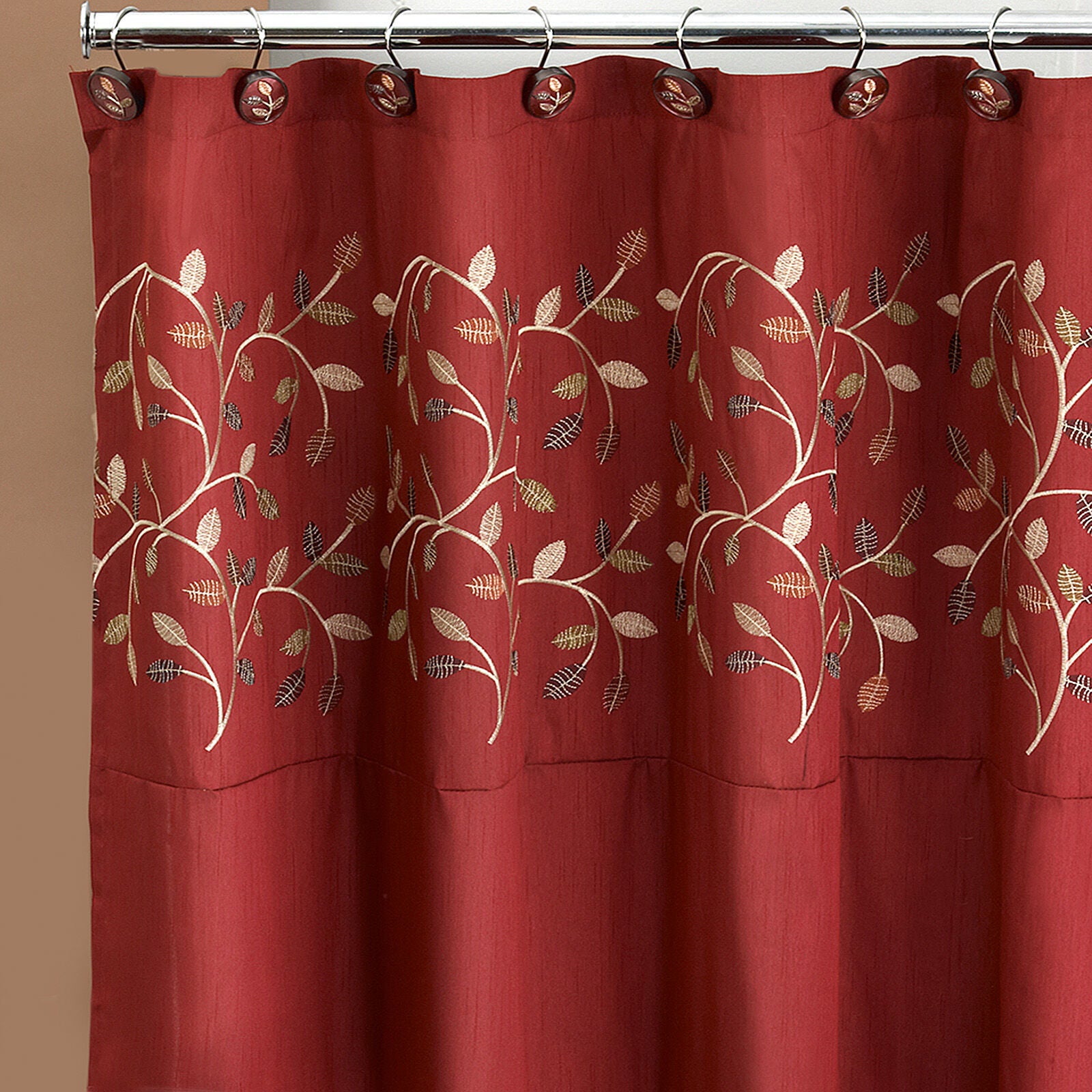 Aubury Shower Curtain, BURGUNDY, hi-res image number 0