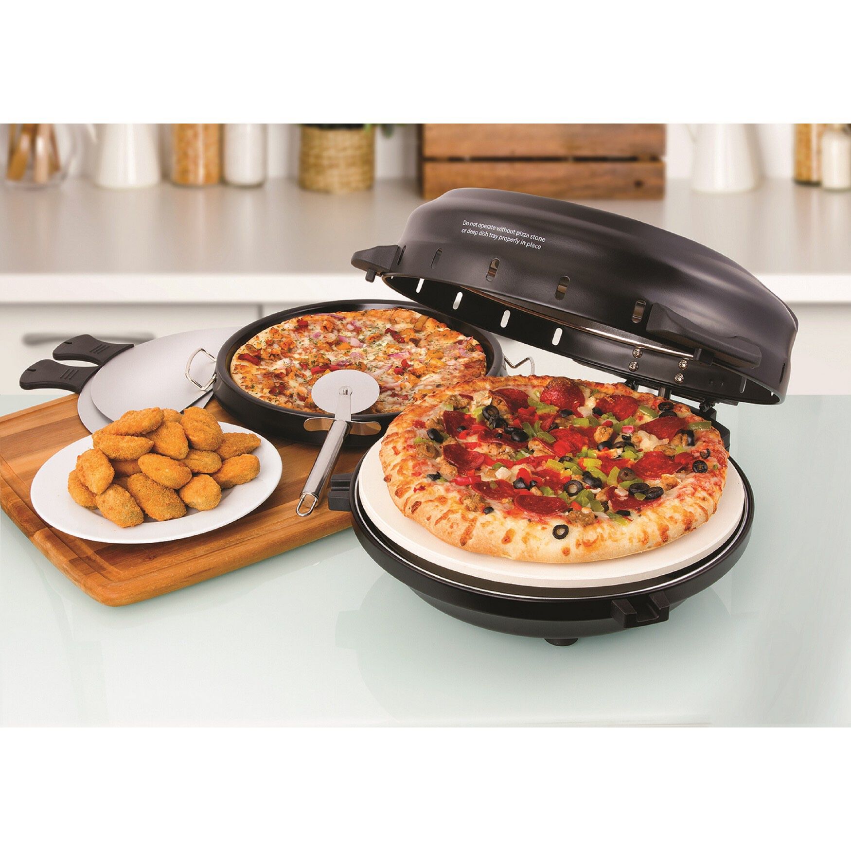 Euro Cuisine 12 inches Rotating Pizza Maker with Stone & Baking Pan, , alternate image number 4