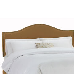 Upholstered Curved Top Nail Button Border Headboard in Microsuede, 