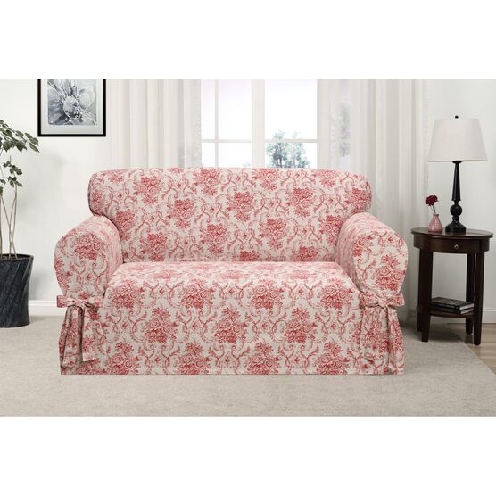 Kathy Ireland Chateau Love Seat Cover, RED, hi-res image number null