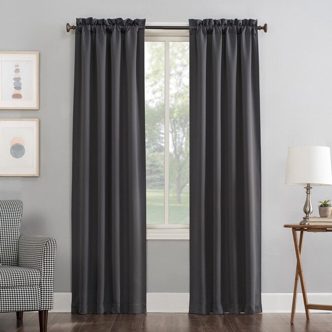 Sun Zero Blackout Greenwich Rod-Pocket Panel, CHARCOAL, hi-res image number null
