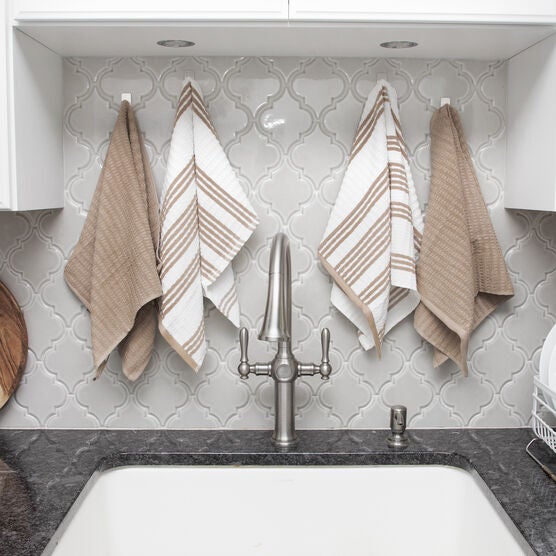 Solid & Stripe Waffle Terry Kitchen Towels, Set Of 4 Towel, , alternate image number null