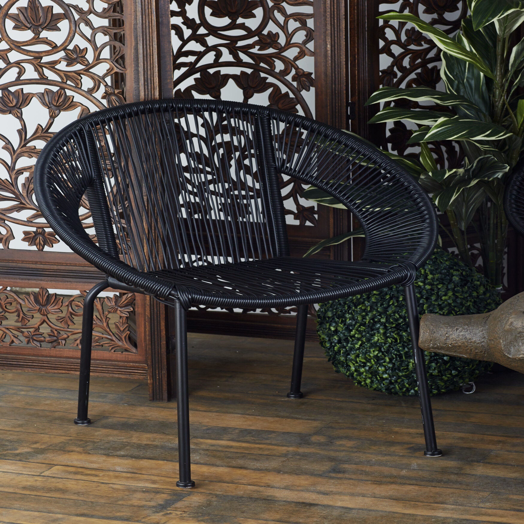 Black Metal Contemporary Outdoor Chair, , alternate image number 7