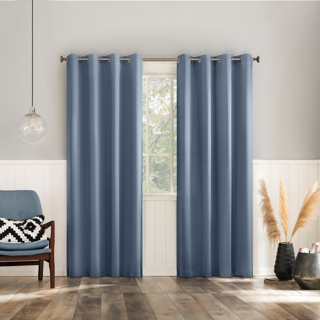 Sun Zero™ 2-Pc. Brandon Magnetic Closure Grommet Curtain Panel, VINTAGE BLUE, hi-res image number null
