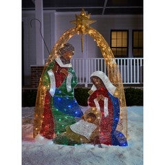 72" Crystal Fabric Multi-Colored Nativity Scene
