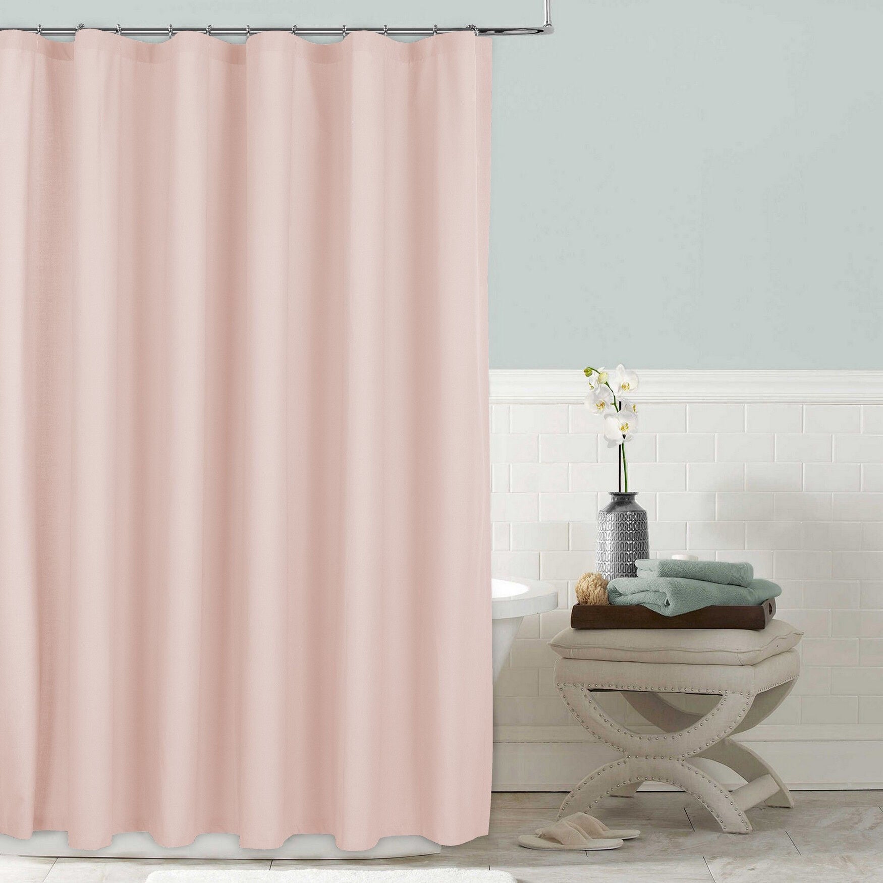 Perfectly Cotton Shower Curtain Shower Curtain, BLUSH, hi-res image number 0
