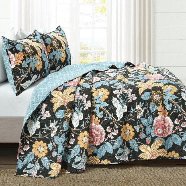 Lush Décor Sydney Quilt Black/Blue 3Pc Set, , alternate image number 23