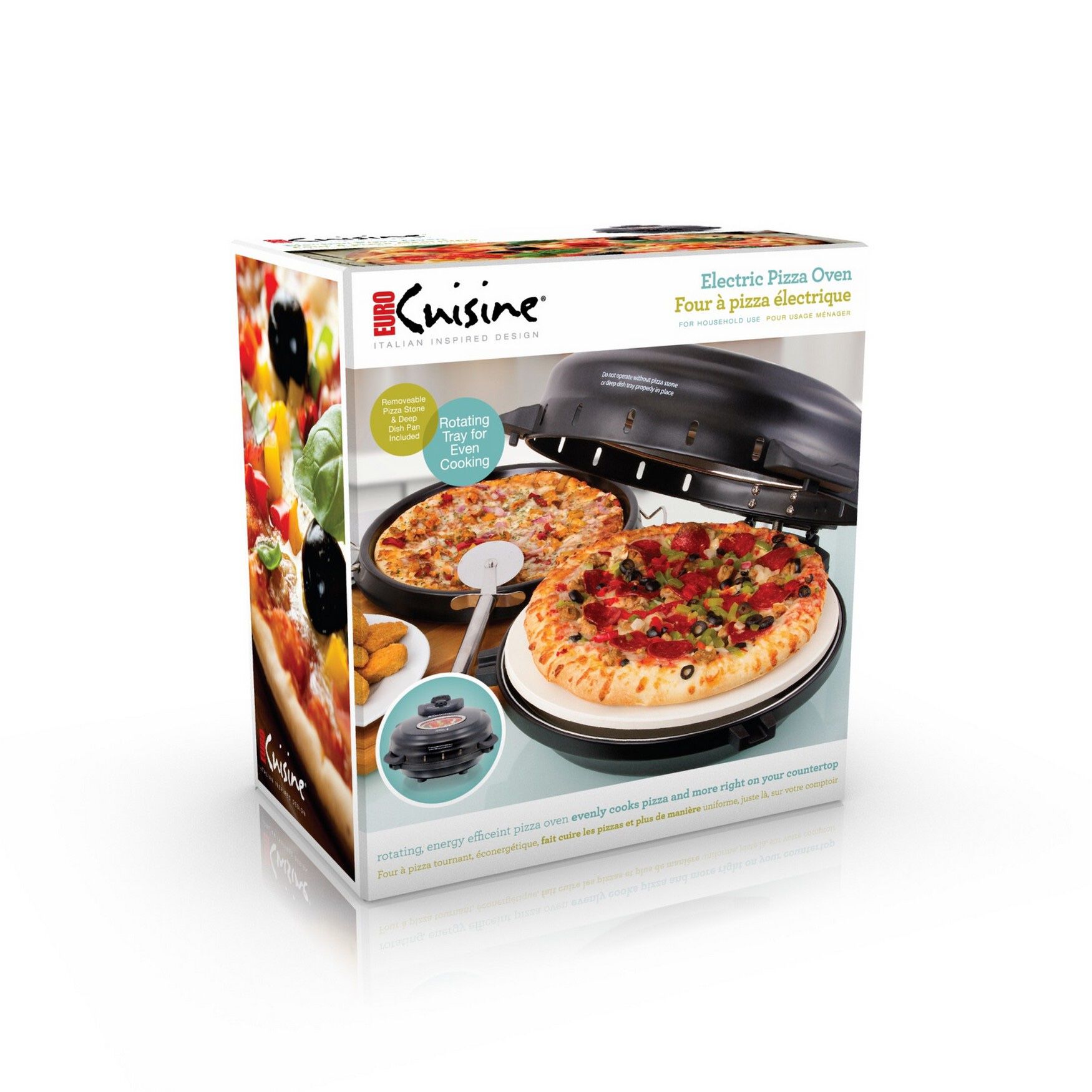 Euro Cuisine 12 inches Rotating Pizza Maker with Stone & Baking Pan, , alternate image number 2