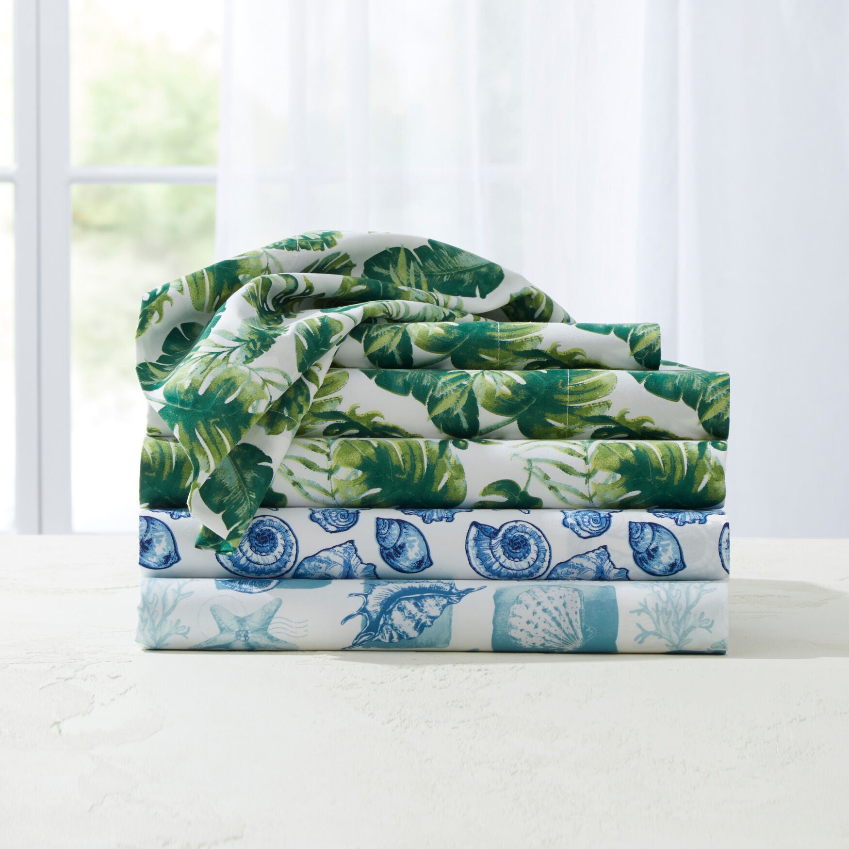 Coastal Printed Microfiber Sheet Set, , on-hover image number 1