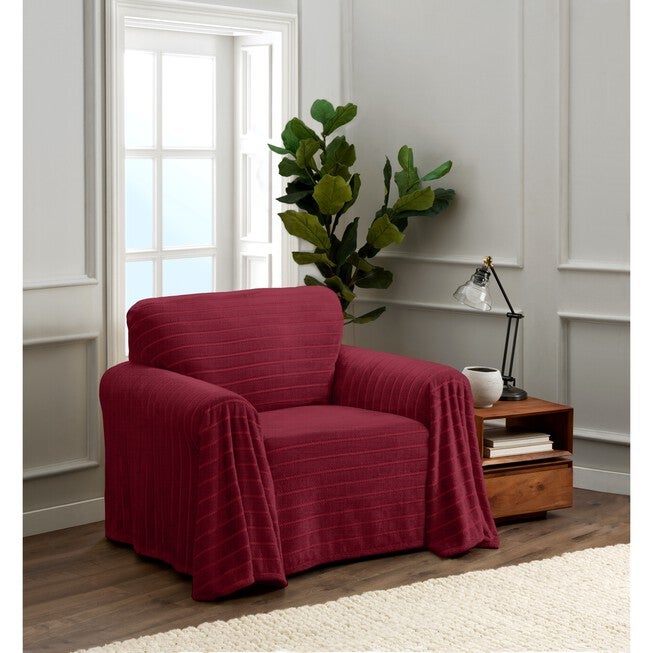 Nolan Plush Cozy Chair Throw Furniture Cover, BURGUNDY, hi-res image number null