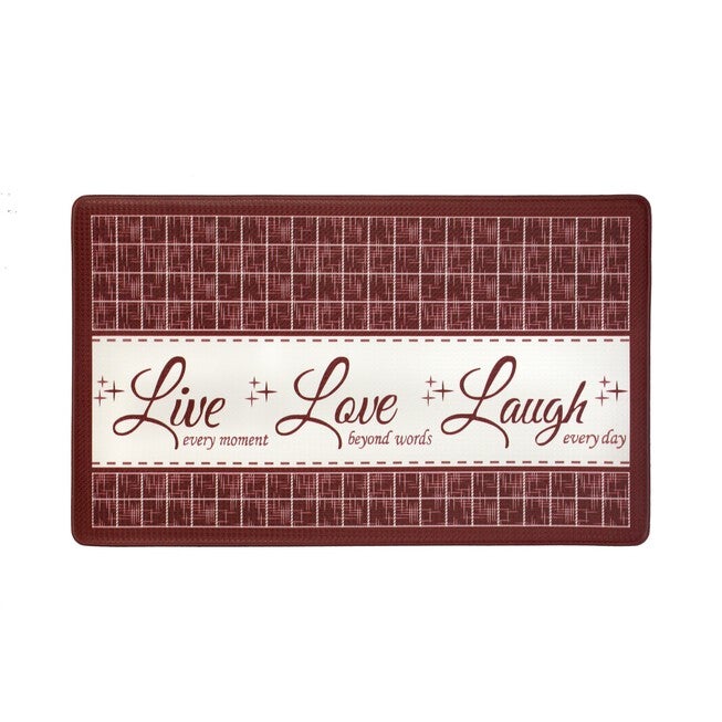 Anti Fatigue Mat Live Love Laugh, BURGUNDY, hi-res image number null