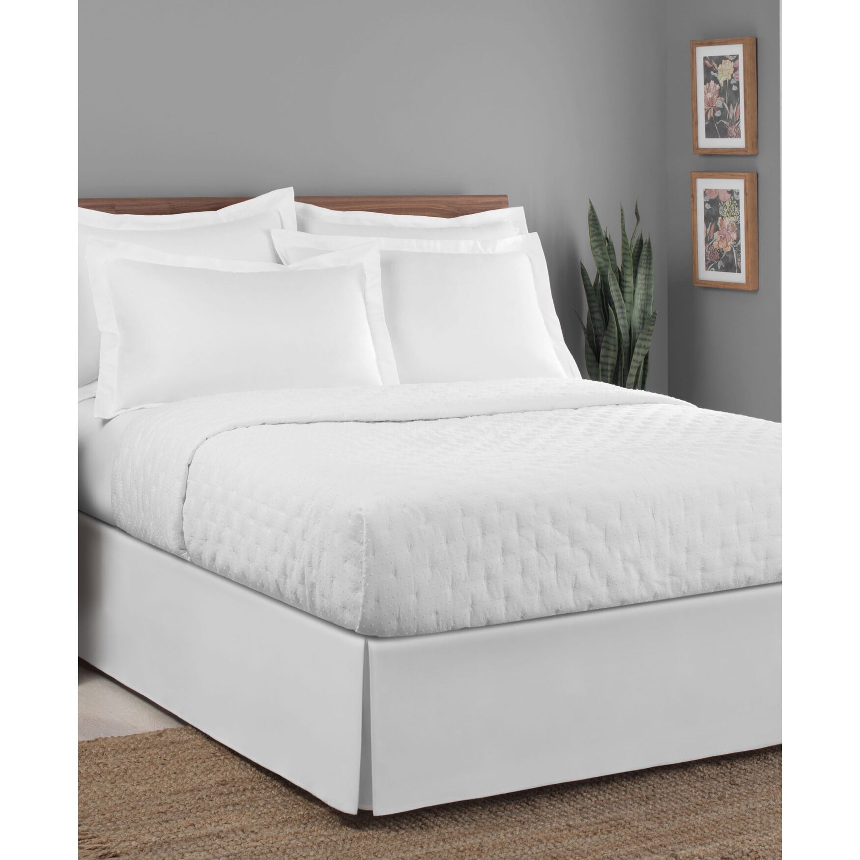 Today's Home Microfiber Tailored Black 14 inches Bed Skirt, WHITE, hi-res image number 0