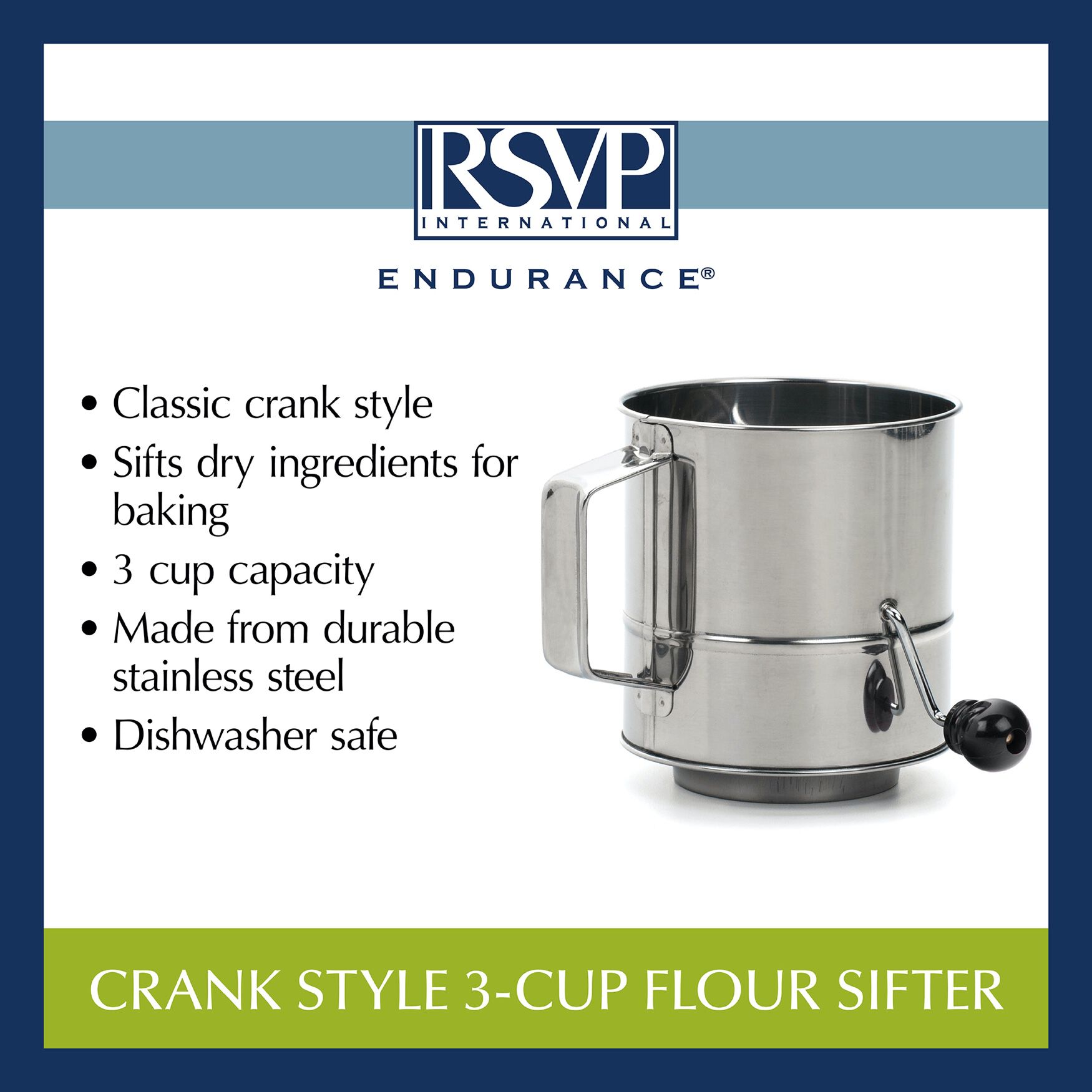 Crank Style Stainless Steel 3 Cup Flour Sifter Swimsuits For All
