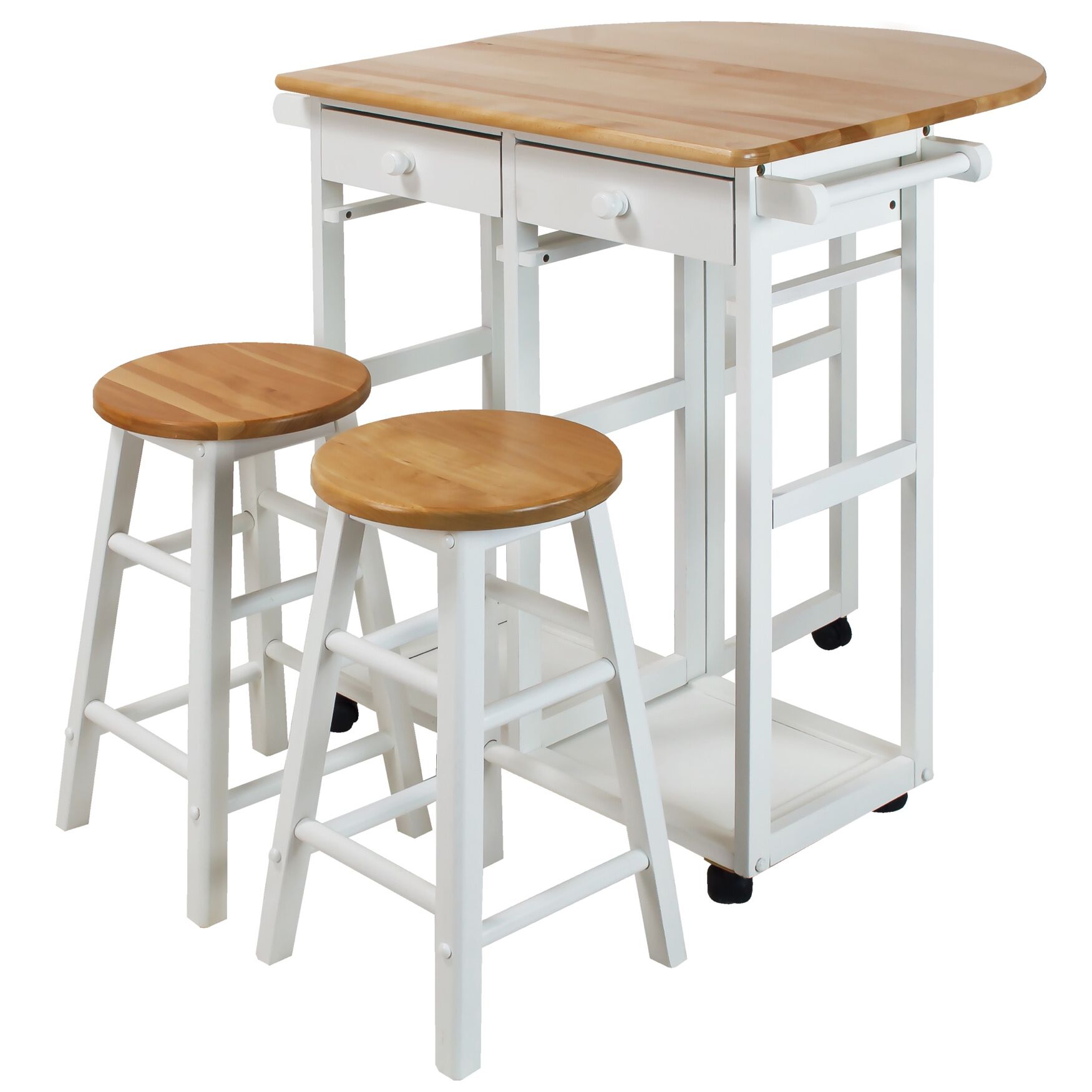 Breakfast Cart with Drop-Leaf Table-White, , alternate image number 5