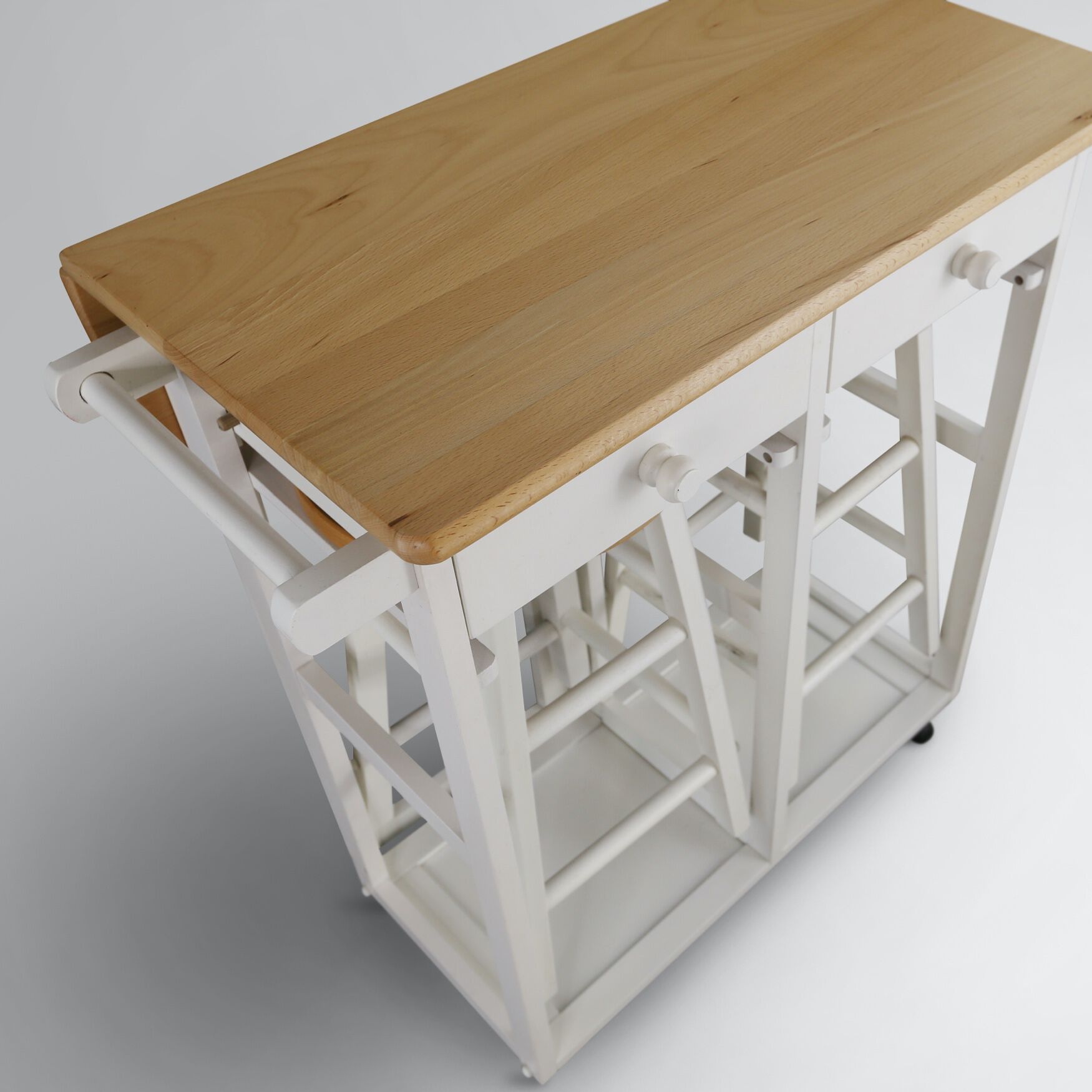 Breakfast Cart with Drop-Leaf Table-White, , alternate image number 12
