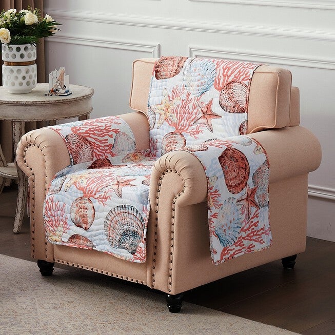 Beach Days Arm Chair Furniture Protector, CORAL, hi-res image number null