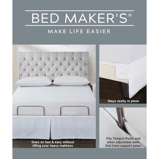 Bed Maker's Adjustable Bed Wrap-Around 15 inches" Tailored Bedskirt , , on-hover image number null