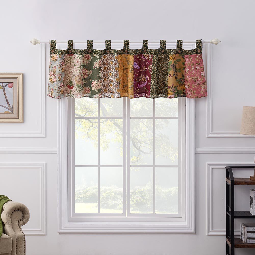 Antique Rose 100% Cotton Window Treatment Valance Curtains, MULTI, alternate image number 3